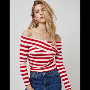 TOPSHOP BARDOT OFF SHOULDER TOP SZ 6